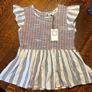 THML Top Boutique 100% Cotton Boho Peplum Flutter Sleeve Festival NWT Size XS